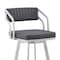Armen Living Capri 30" Swivel Slate Gray Faux Leather and Silver Metal Bar Stool LCCPBASLGR30 - alternate 7